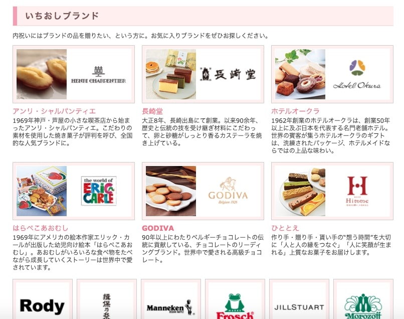 有名ブランドのお菓子